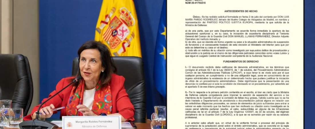 La ministra de Defensa no suspende al DAO de la Guardia Civil porque carece de «elementos de juicio suficientes»